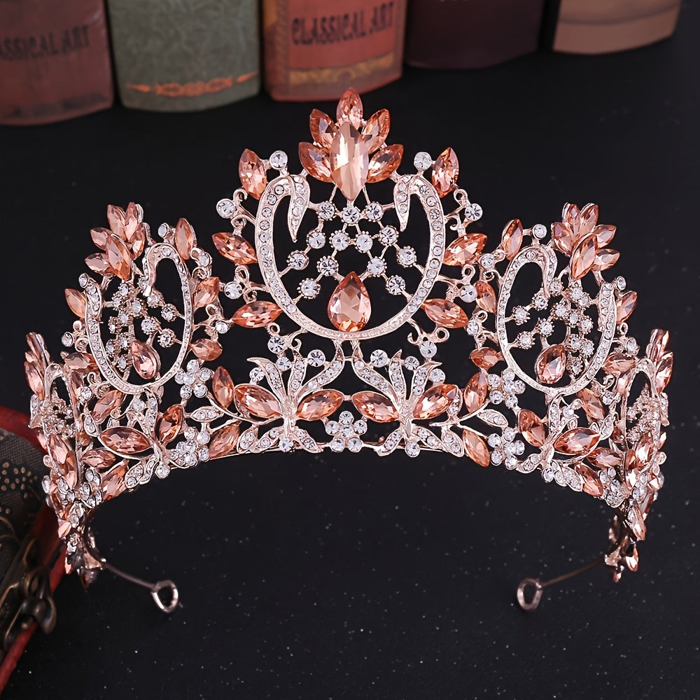 Vintage Rhinestone Crown Tiara for Brides and Events Elegant Hair Accessory