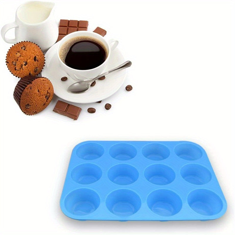 Silicone Cupcake Pan 12-Cup Nonstick BPA-Free Baking Mold Kitchen Accessory