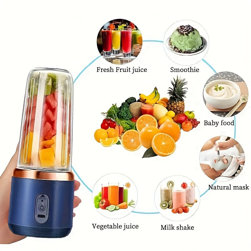 Portable Personal Blender with Dual Cups 1L Rechargeable USB Smoothie Juicer