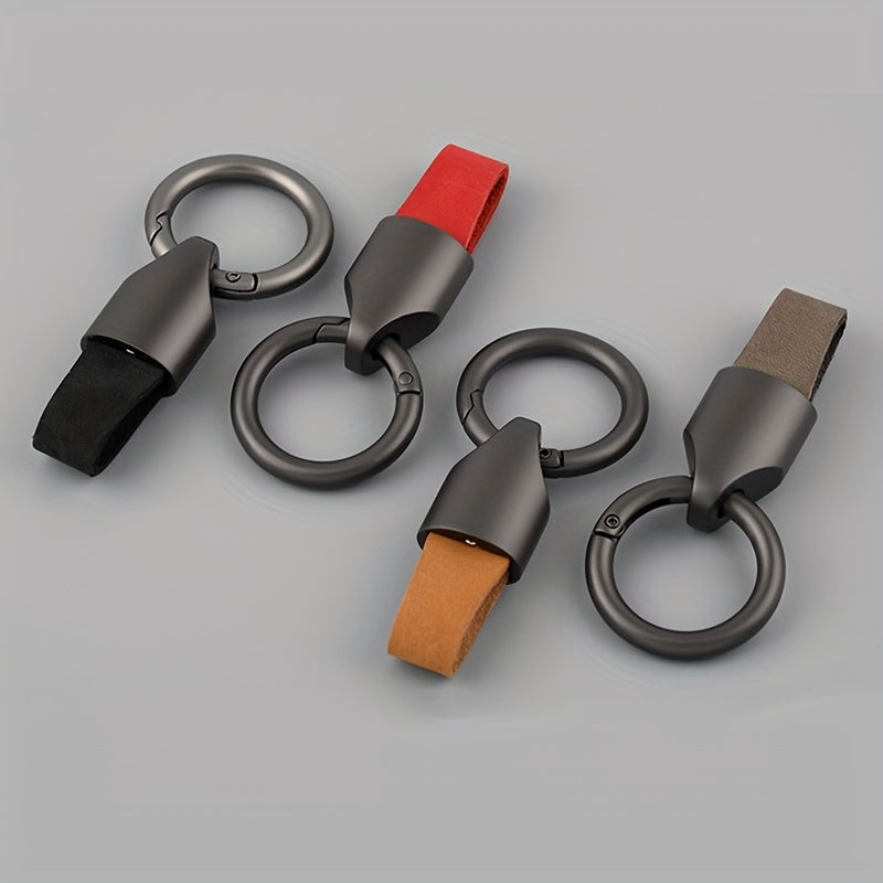 Genuine Leather Key Holder Zinc Alloy Car Keychain Short Anti-Lost Key Ring