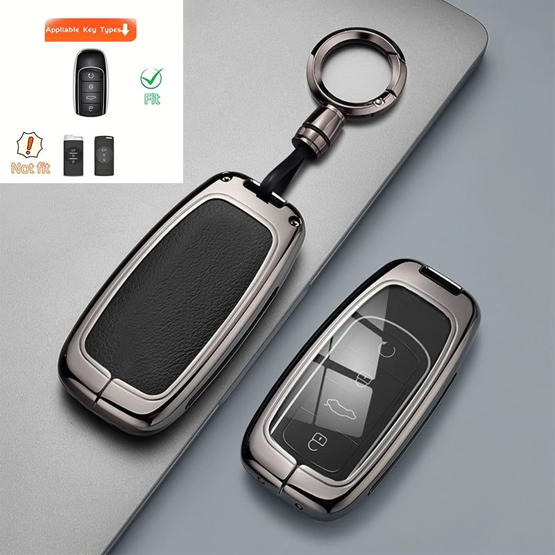 Luxury Zinc Alloy Car Key Fob Cover with Strap and Keychain for SUV