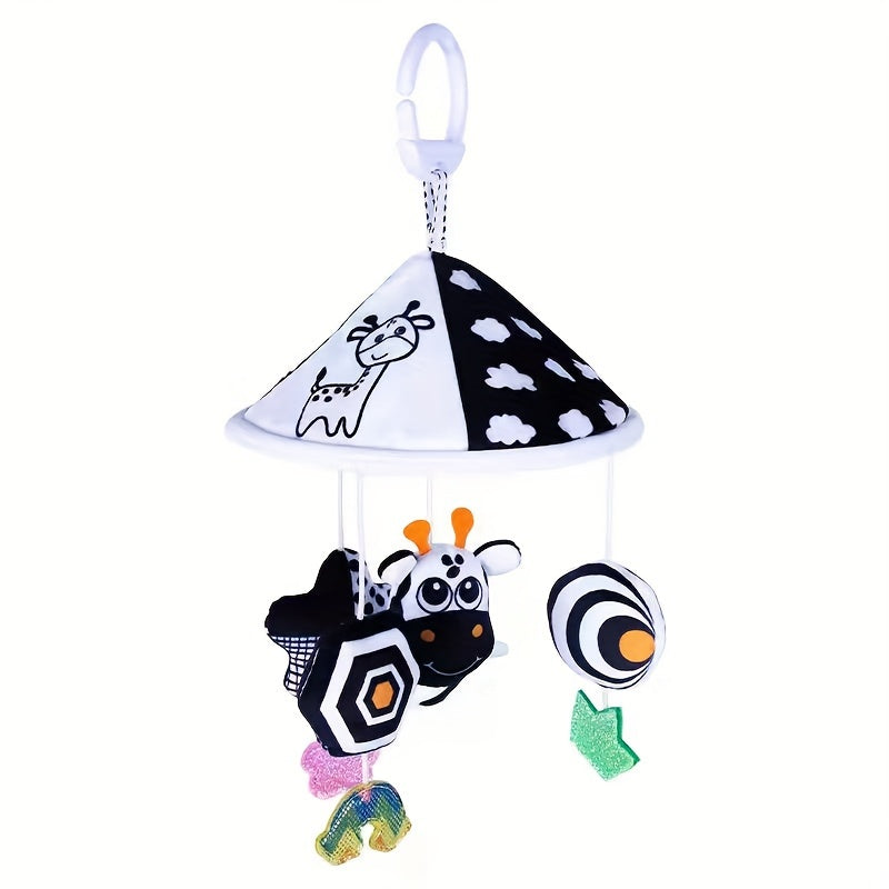 Baby Sensory Toy Hanging Wind Chime with Black and White Umbrella Stroller Charm