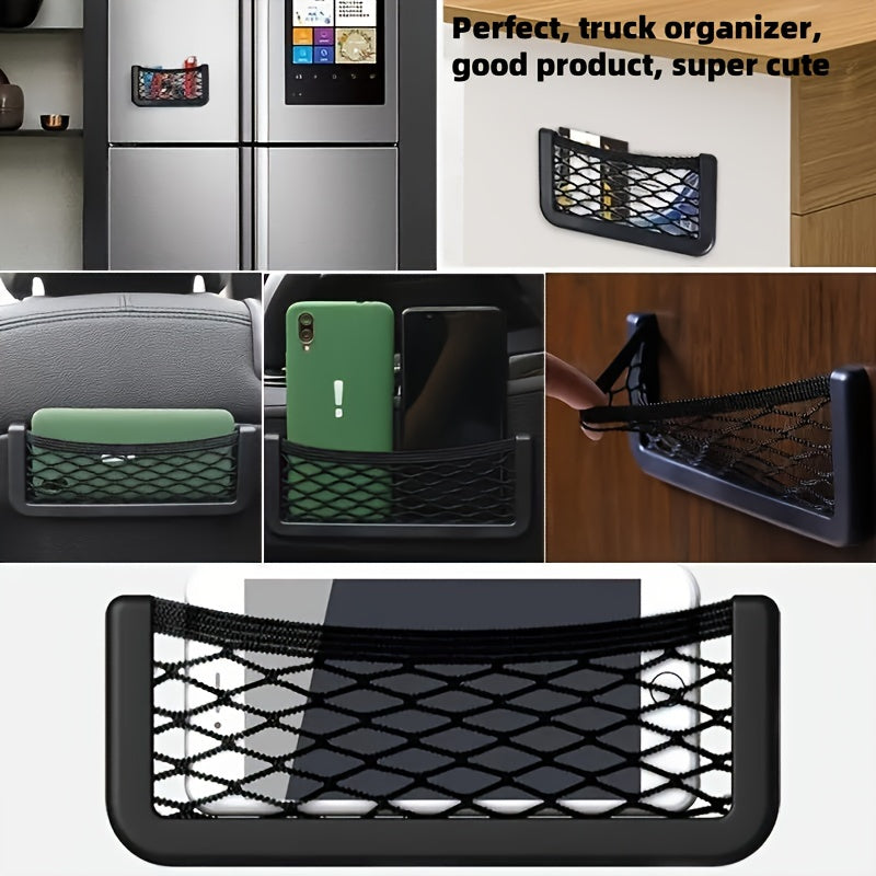 2 шт. автомобильных и туристических сетчатых ящиков для хранения, органайзер из искусственной кожи для смартфонов и необходимых вещей, черный