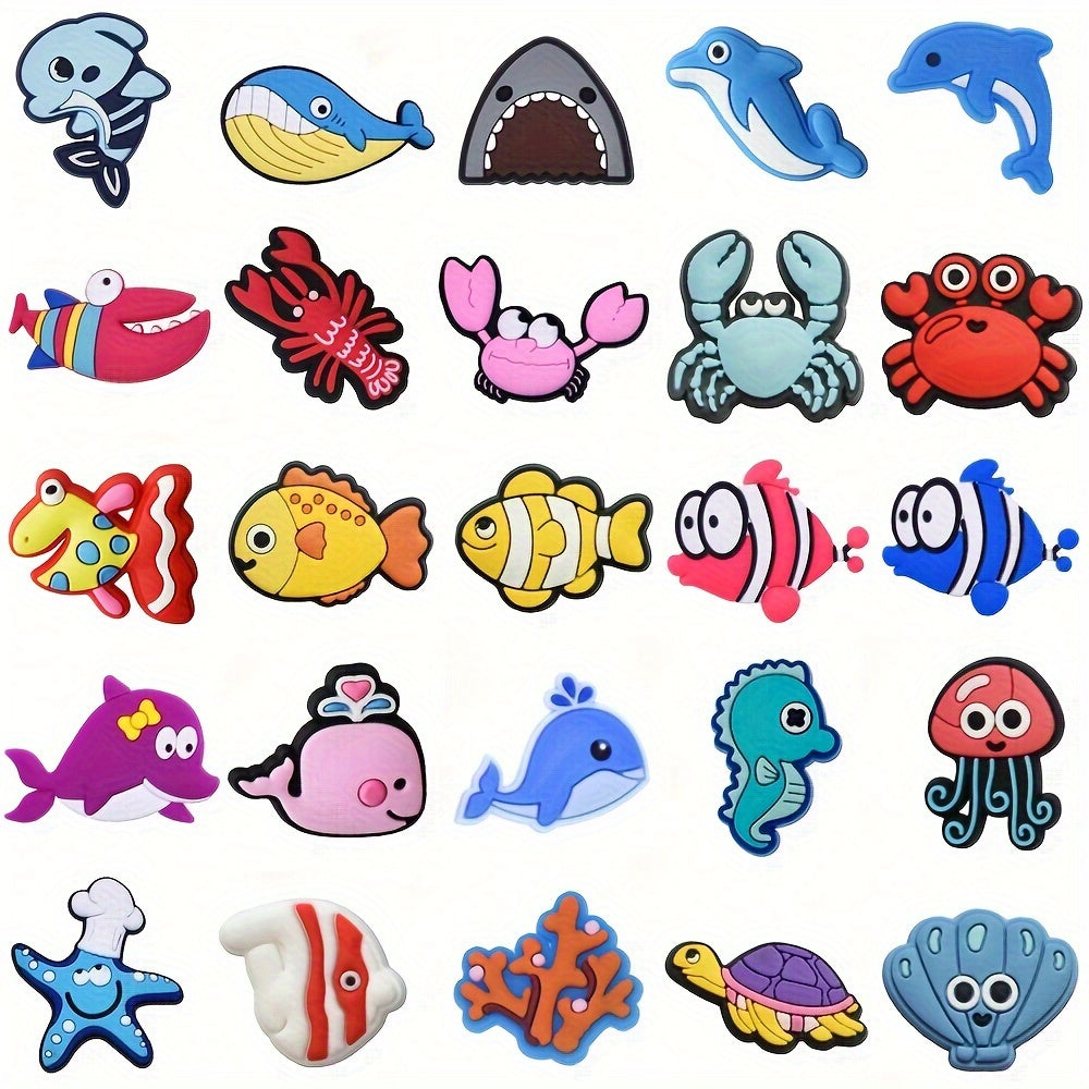 Sea World Animal Shoe Charms Set for Kids Plastic Marine Life Decorations