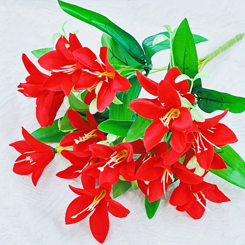 Ramo de lirios artificiales con 18 cabezas, azul y blanco, decoración para bodas, hogar y accesorios para fotografía