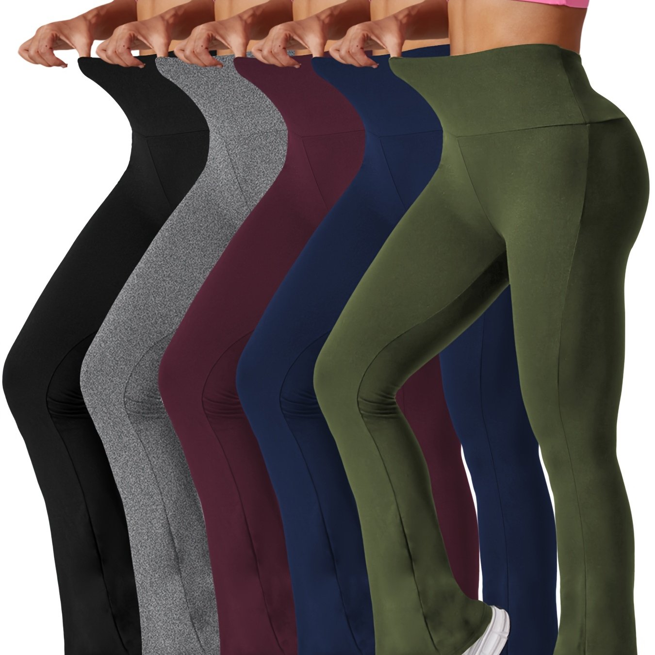 Women's Plus Size Flare Pants Leggings High Waist Tummy Control Soft Bootleg