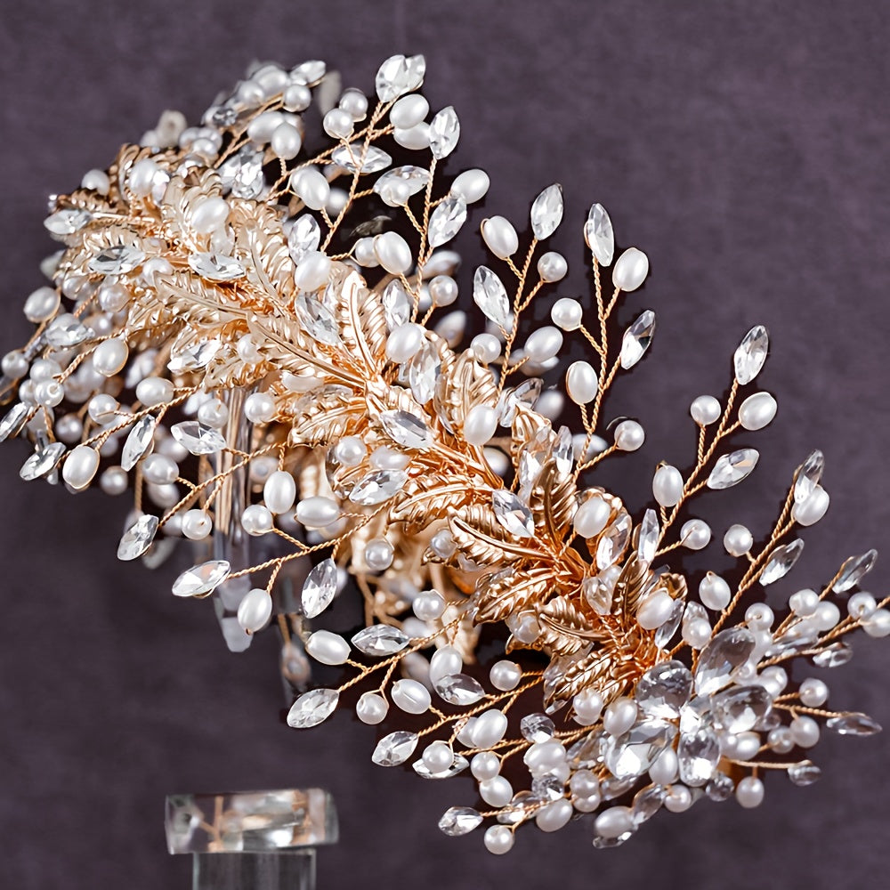 Vintage Bridal Headband with Rhinestones and Sequin Accents for Weddings and Formal Events