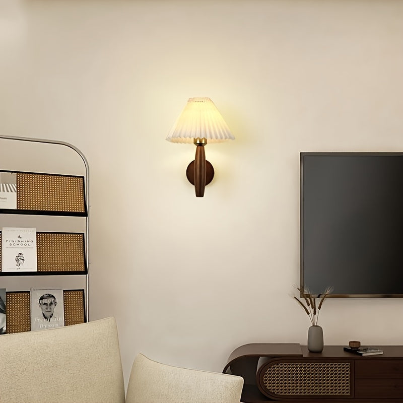 Wooden Wall Sconce Nordic Retro Japanese Style Beige Dark Brown Hardwired Indoor