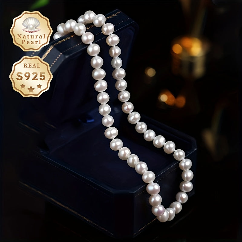 Women’s Freshwater Pearl Necklace 6-7mm S925 Silver Clasp June Birthstone