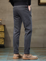 Men's Slim Fit Casual Pants Cotton Blend Zipper All-Season
