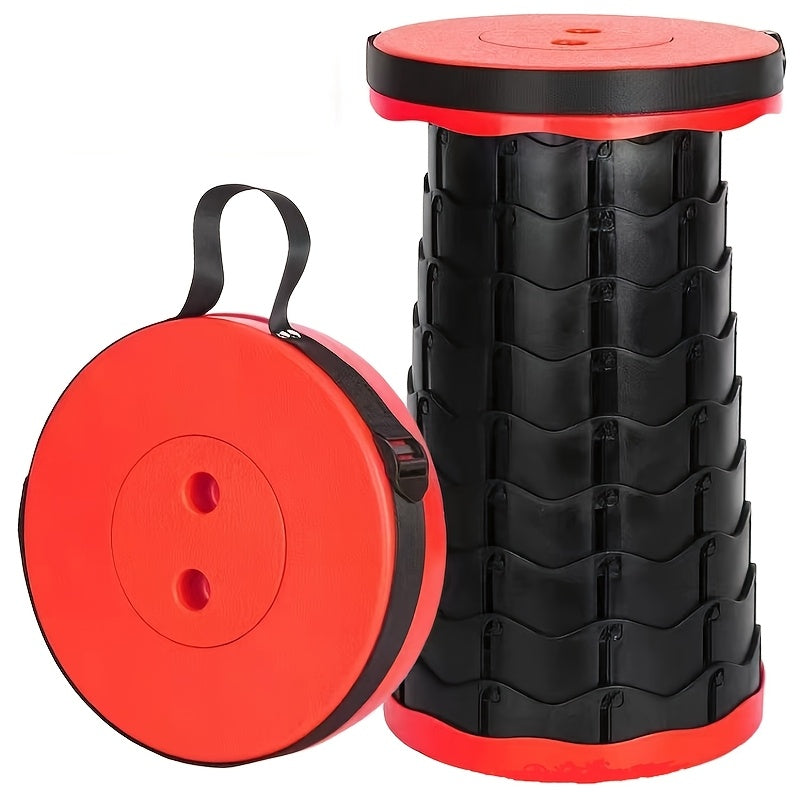 Taburete telescópico plegable portátil negro azul altura ajustable ligero para acampar y senderismo