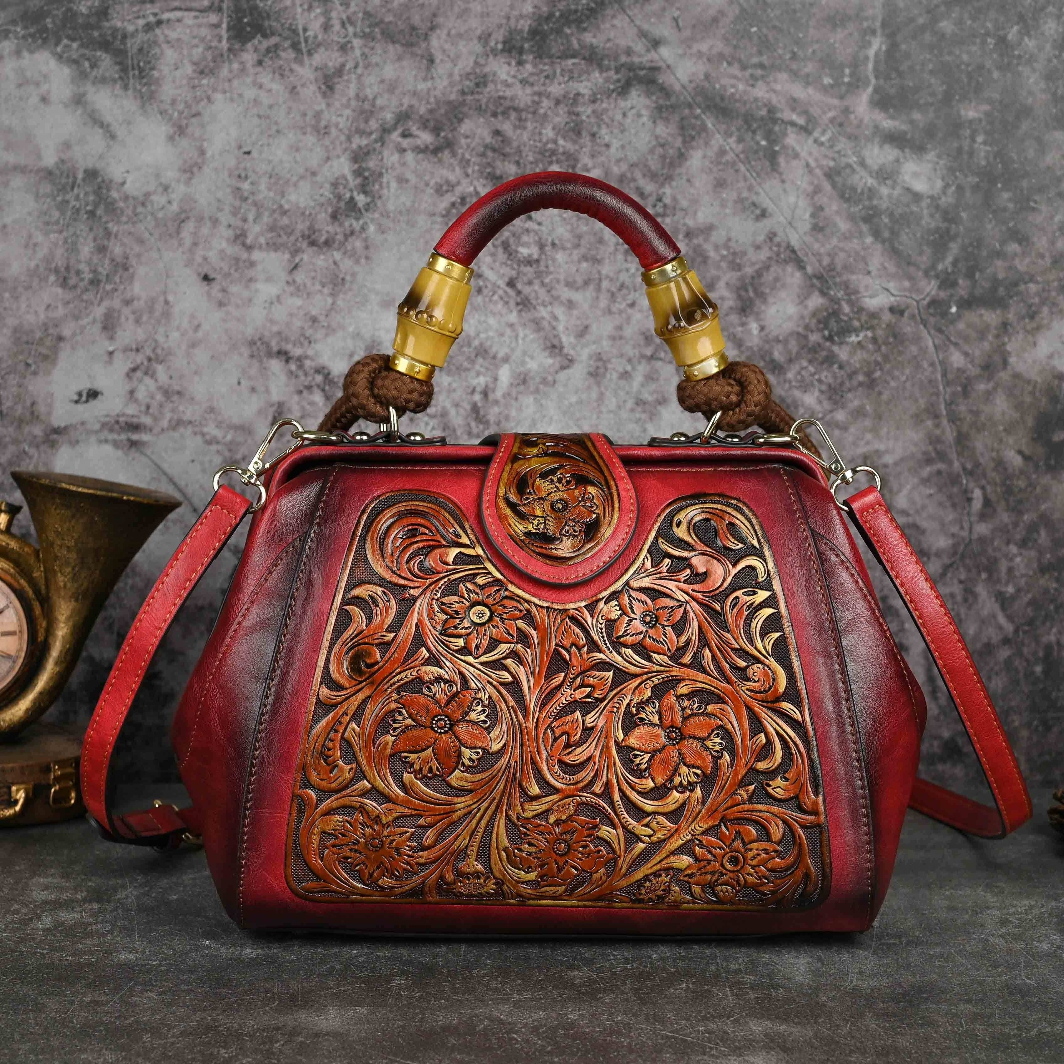 Dark Brown Argyle Handbag for Women with Stain-Resistant PU Removable Strap Buckle Closure Edge Paint Detail