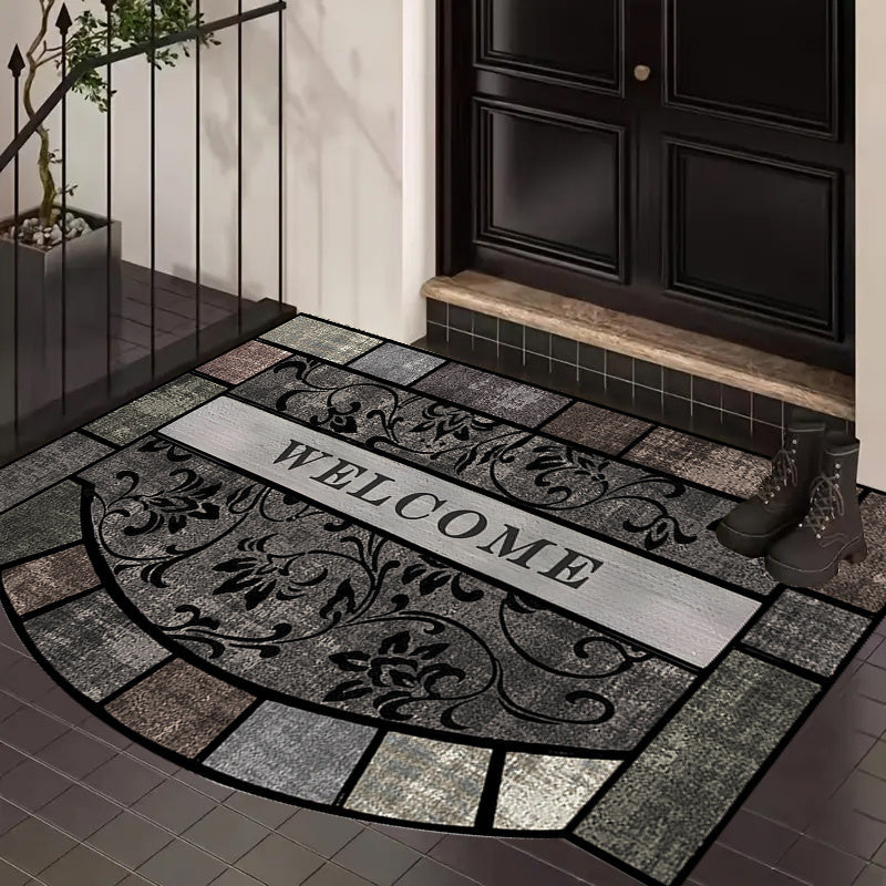 Retro-Inspired Door Mat Non-Slip Backing Welcome Rug for Home Decor