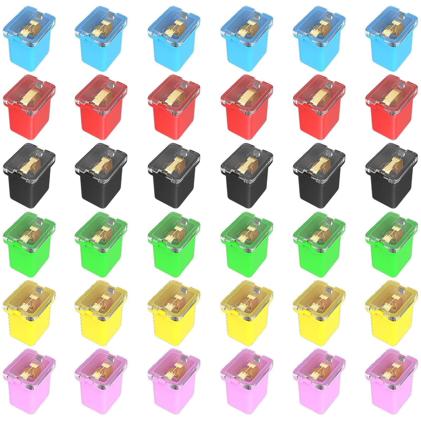 36PCS Car Micro Cartridge Fuse Set Low Profile Square Connected Box Shaped 20A 80A