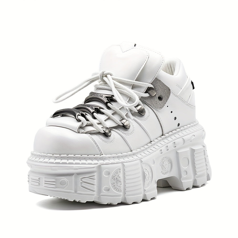 Ayollar uchun Punk Y2K tizzaboti, qalin EVA taglik va metall aktsentlar bilan