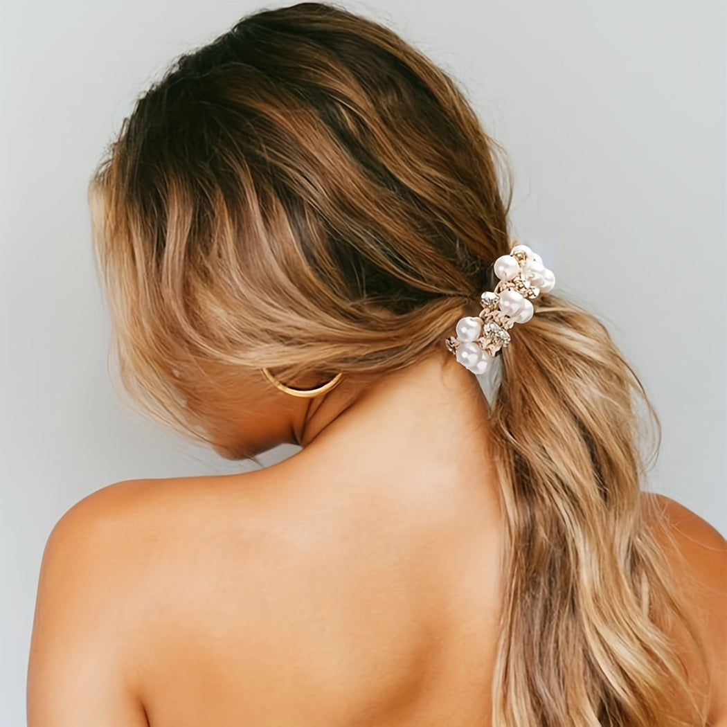 Ayollar bohem uslubidagi to'qilgan marjonli soch bog'lamlari to'plami, bir rangli jerse, rhinestones