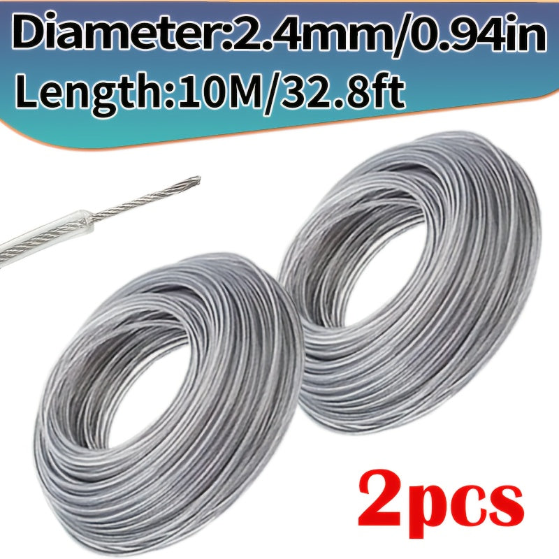 2pcs Steel Wire Nylon Grass Trimmer Line 15m 3mm Diameter Replacement for Lawn Mowers