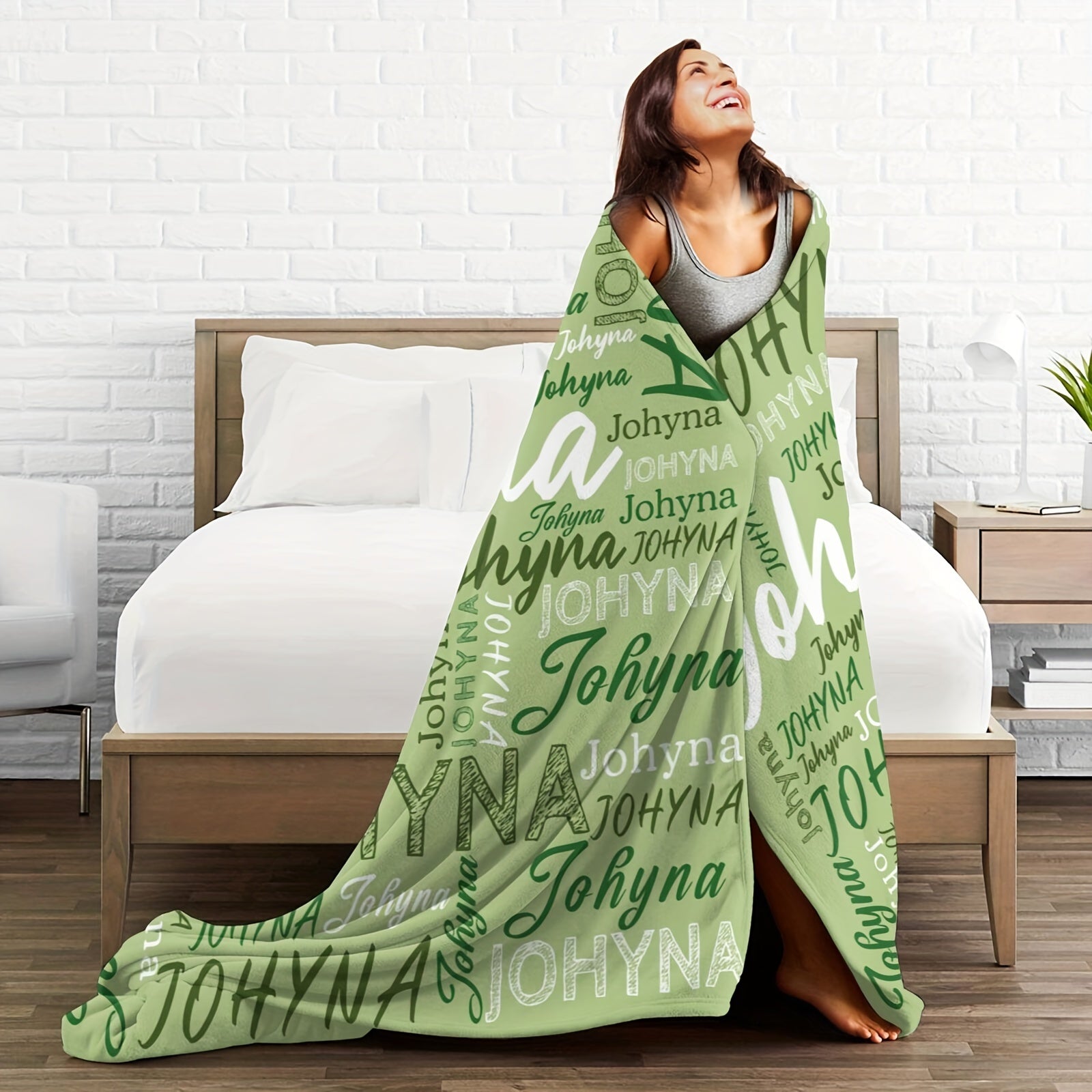 QOGOER Maxsus Ism Flanel Ko'rlagi - Har Mavsumga Shaxsiy Dizayn - Tashqi Sarguzashtlar, Qulay Uy Dekoratsiyasi va Hayvonlar uchun Mukammal Sovg'a - Zamonaviy Uslub, Raqamli Bosma, Polyester Material, 200-250gsm To'qilgan Matolar - 1 Dona O'z ichiga oladi