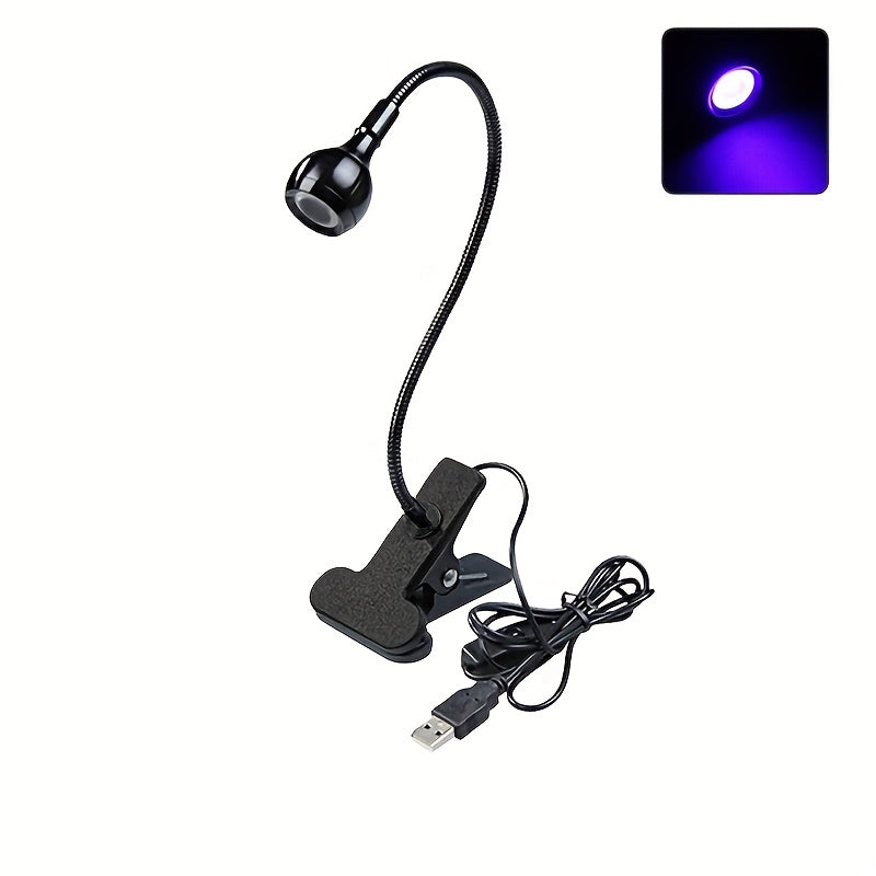 USB Powered UV Nail Lamp with Clip-On Flexible Metal Tube for DIY Gel Nails