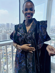 Plus Size V-Neck Jacquard Robe Traditional African Style All Seasons