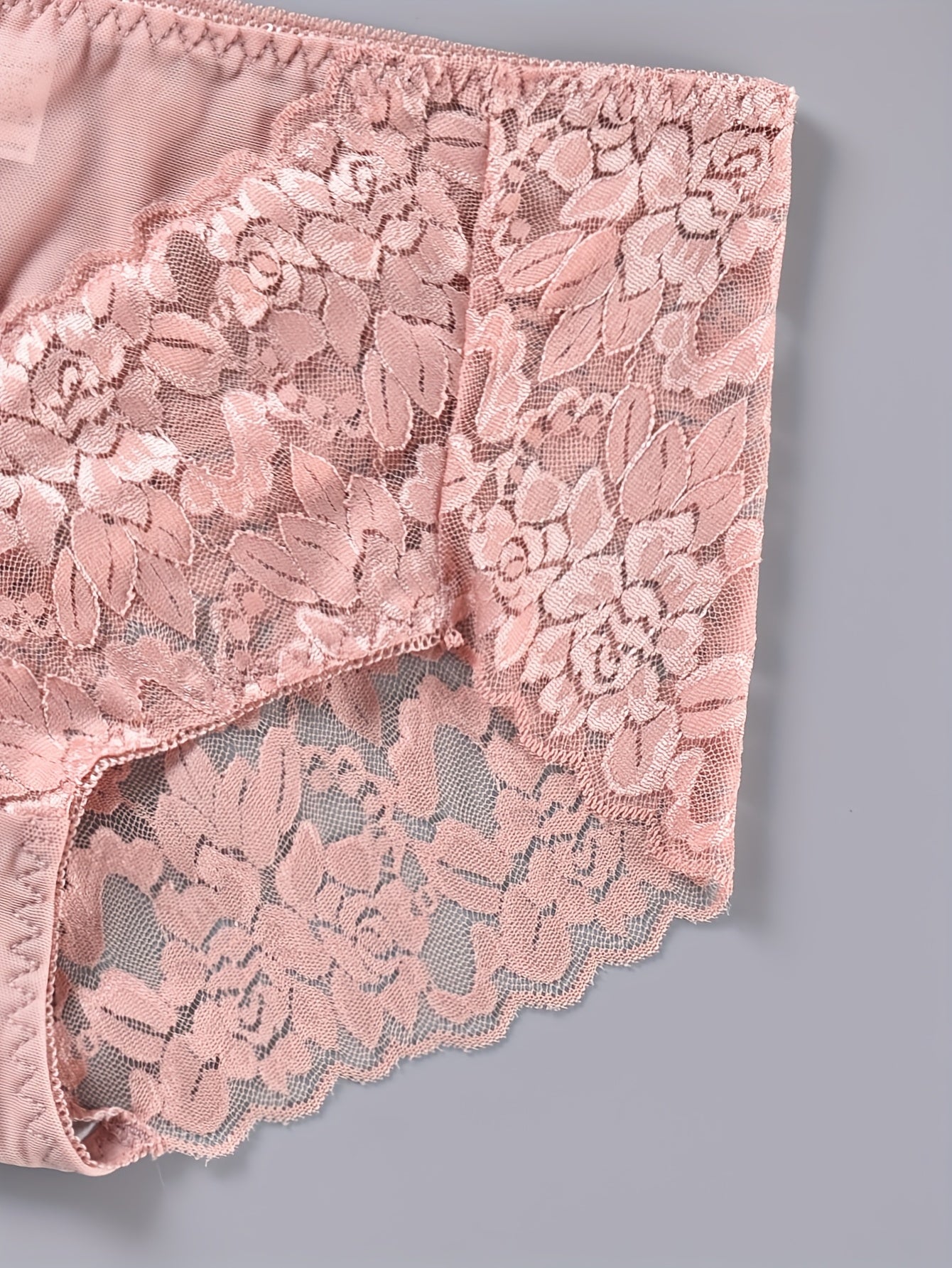 Panties de encaje talla grande para mujer 2-pack con patrón floral transpirable de estiramiento medio