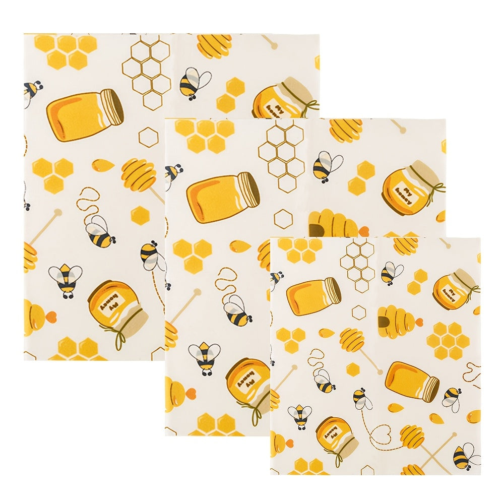 Reusable Beeswax Wraps Set of 3 for Food Storage and Freshness