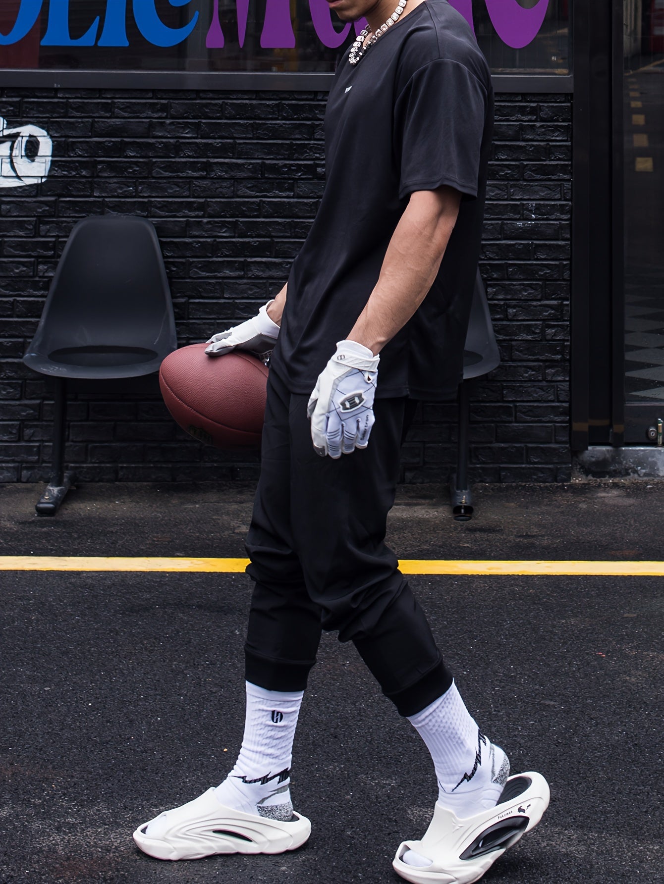 Pantalones deportivos negros para hombre, poliéster transpirable, cintura elástica con cordón, para gimnasio, correr, uso casual