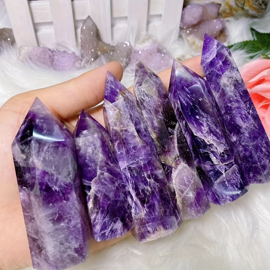 Amethyst Kristalli Obelisk Qalam Uchi Minerali Namuna Sogʻishtirish va Dekor uchun