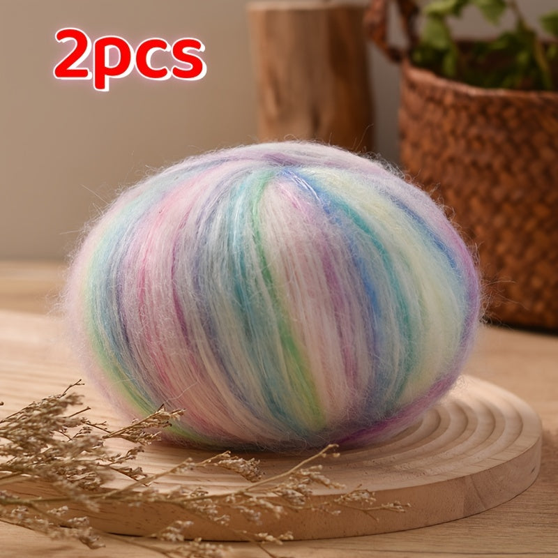 Gradient Wool Yarn 2 Bundles 100g 350m Multicolor Horse Sea for Knitting Scarves Hats