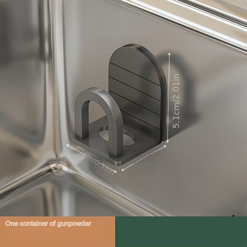 No-Drill Kitchen Wall Rack Set of 2 Space Aluminum Sink Organizer with Steel Ball Drainage