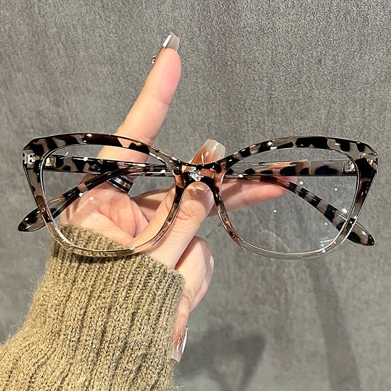Women Cat Eye Glasses with Clear Lenses Y2K Style Acetate Anti-Blue Light Computer Eyewear