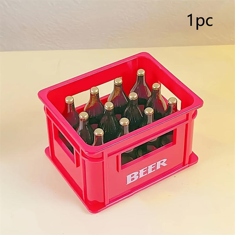 Magnetic Bottle Opener with Beer Crate Design and Refrigerator Magnet