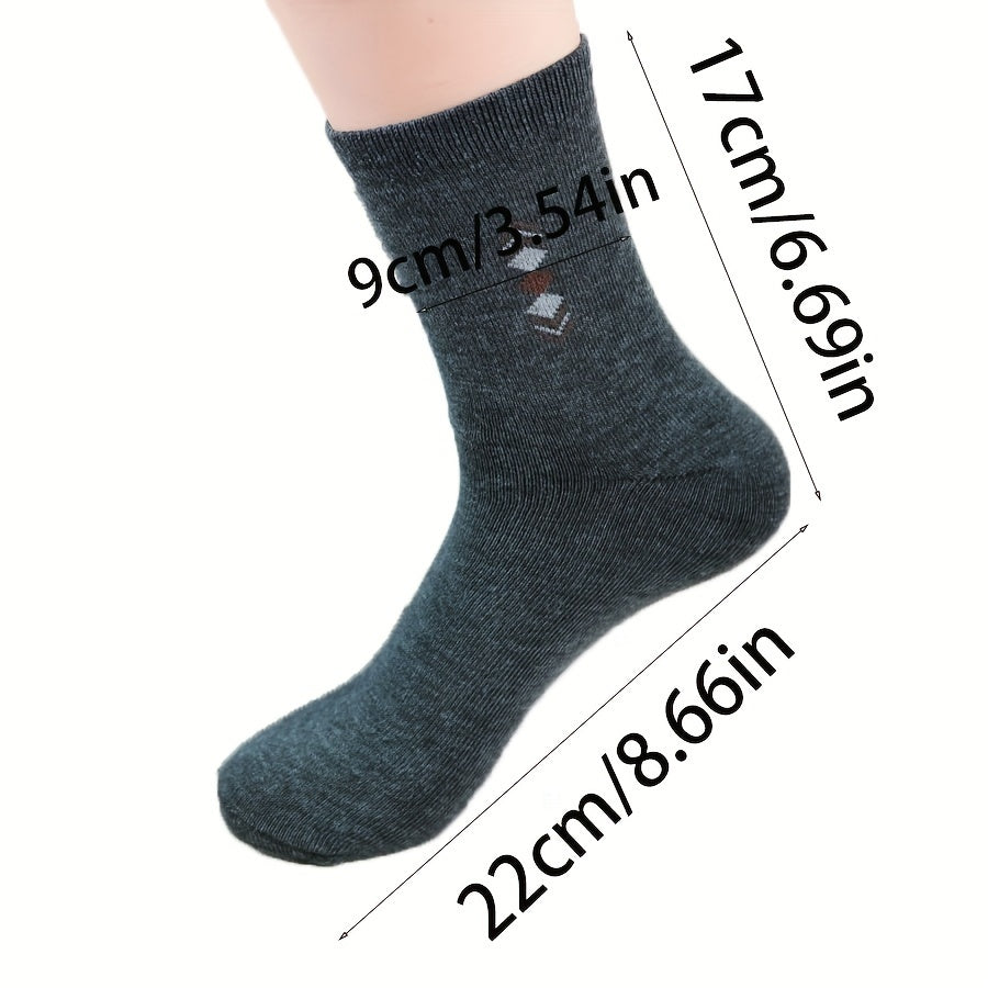 Calcetines de negocios para hombre, 10 pares, hasta la mitad de la pantorrilla, patrón geométrico, poliéster y spandex, duraderos