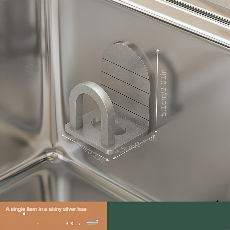 No-Drill Kitchen Wall Rack Set of 2 Space Aluminum Sink Organizer with Steel Ball Drainage