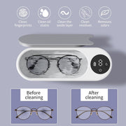 Portativ Sonic ko'zoynaklar va zargarlik tozalagich, USB zaryadlash, 360° tebranish tozalash. Soatlar uchun ko'p funksiyali, 8 ta senariyga mos keladi.