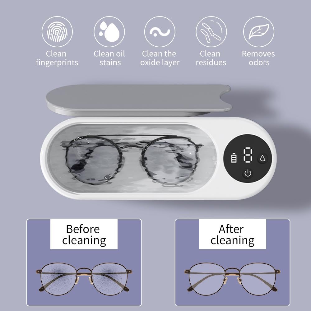 Portable USB Rechargeable Jewelry and Eyeglasses Cleaner with High Frequency Vibration for Watches and More