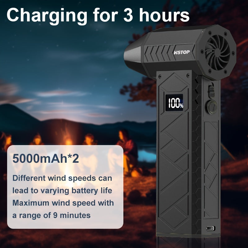 Ручной турбореактивный воздушный насос - перезаряжаемый через USB, черный, портативный вентилятор