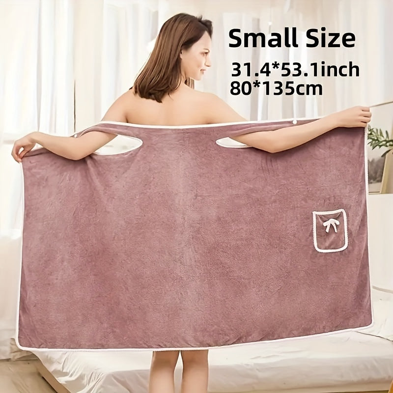 Women’s Polyester Bath Towel Absorbent Quick-Drying with Pocket Soft Spa Towel