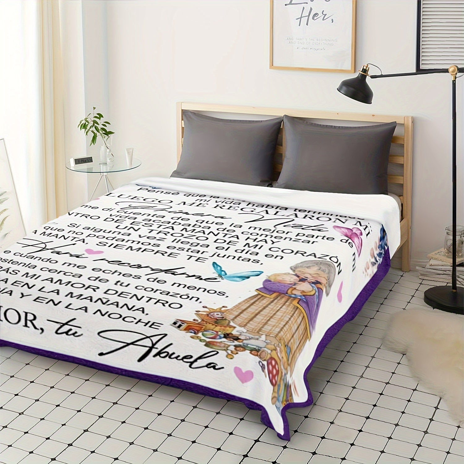 Butterfly Floral Print Throw Blanket for Girls Ultra-Soft Flannel Cozy Lightweight Sofa Bed Travel