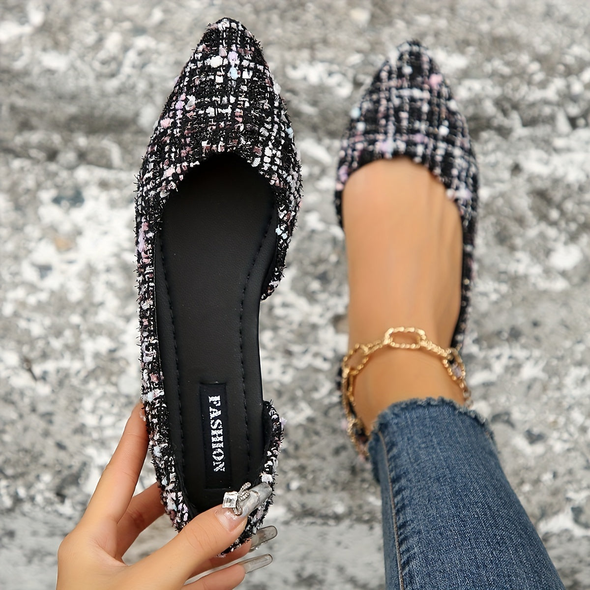 Women's Slip-On Flat Shoes Casual Pointed Toe Comfort Wide Toe