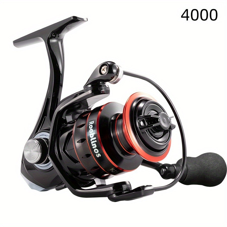 High-Speed Spinning Reel 17+1BB Lightweight EVA Grip Durable Nylon Metal Ambidextrous Black Red