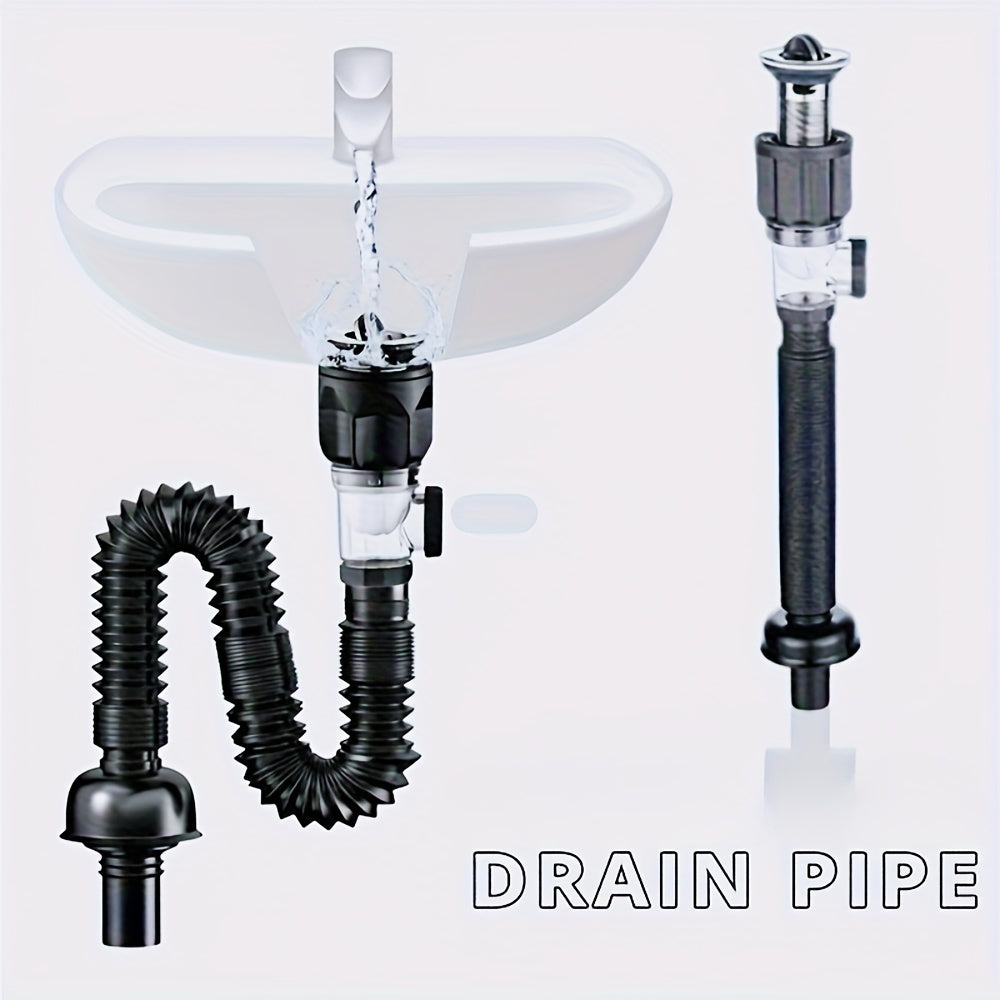 Retractable Plastic Sink Drain Set with Adjustable Length and Deodorizing Function