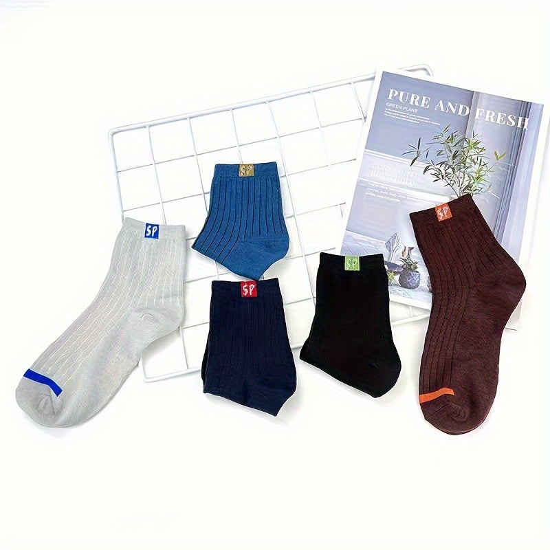 Men's Business Socks 5 or 10 Pairs Mid-Tube Odor-Resistant Breathable Moisture-Wicking