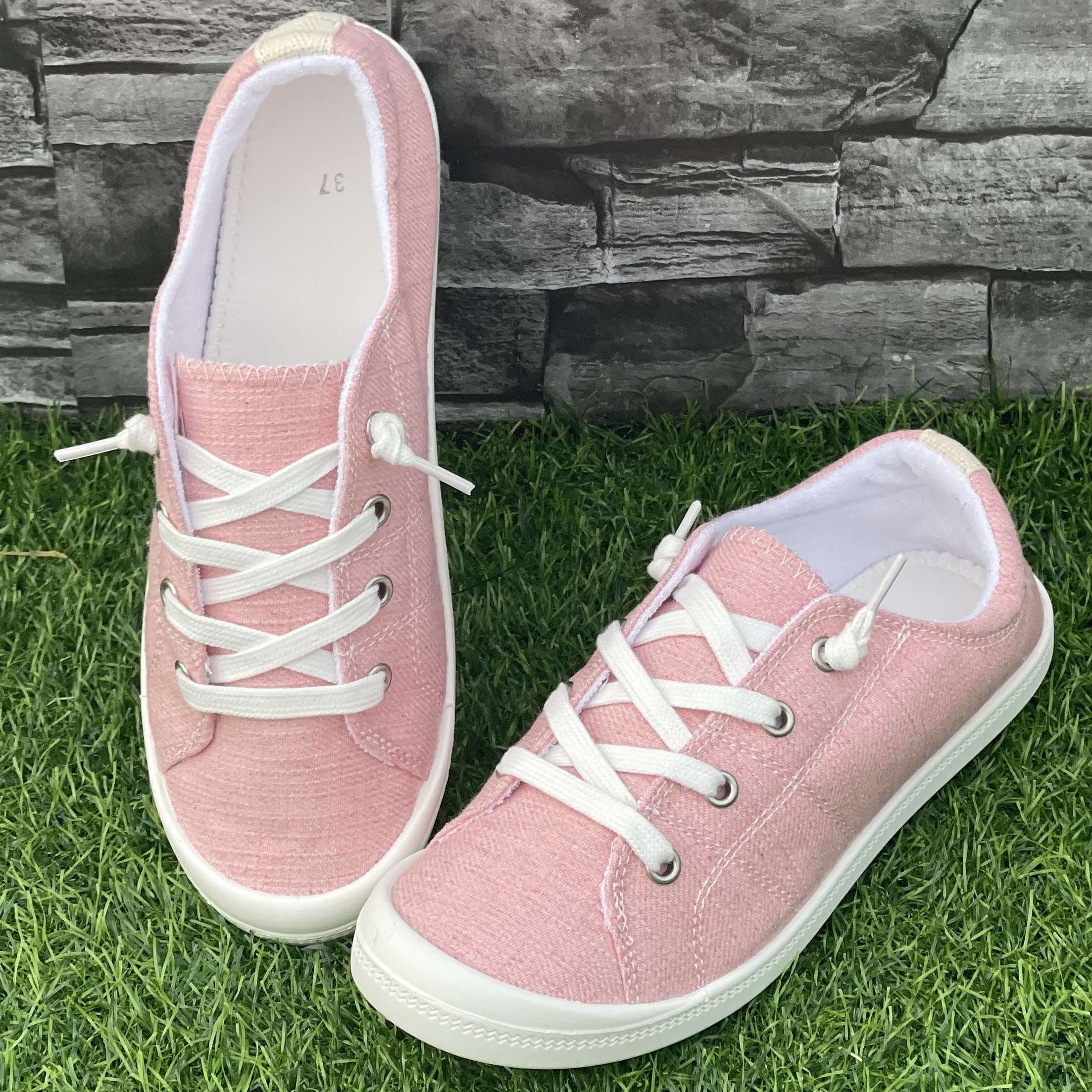 Women's Casual Solid Color Fabric Outdoor Work Shoes All-Season Lightweight