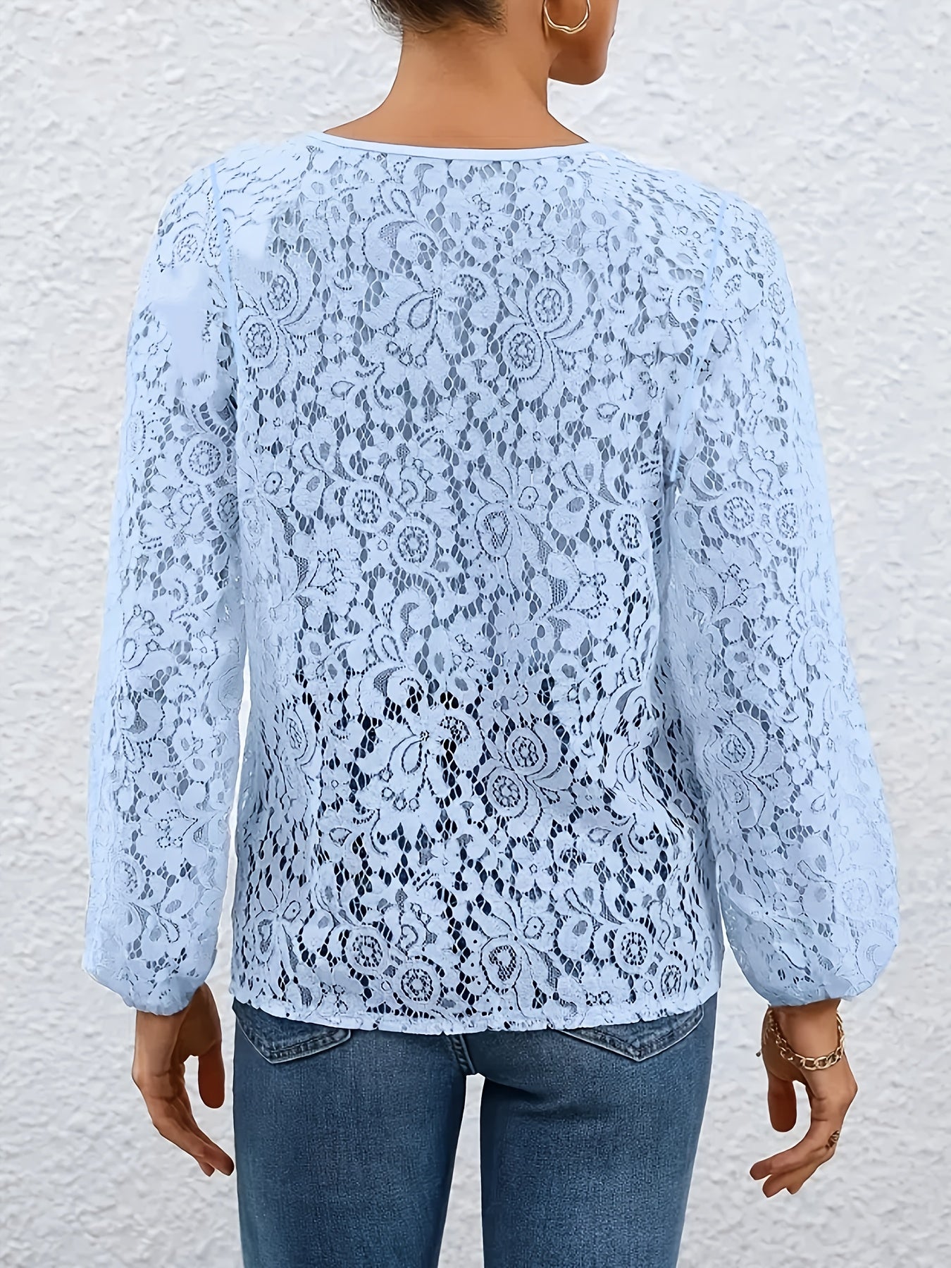 Plus Size Women's Floral Print Blouse V-Neck Lantern Sleeve Vacation Top