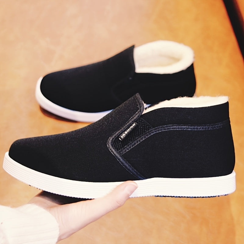 Men's and Women's Winter High-Top Plush Shoes Anti-Slip Rubber Sole Casual Sneakers