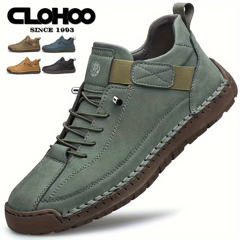 Zapatillas altas para hombre con banda elástica, suela de goma, casuales, para calle, senderismo, todas las estaciones