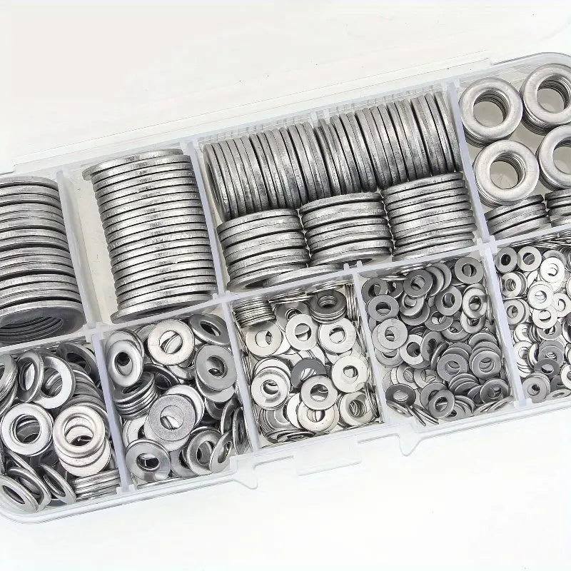 180-Piece Stainless Steel Flat Washer Set M2-M10 for Screws Bolts and Repairs