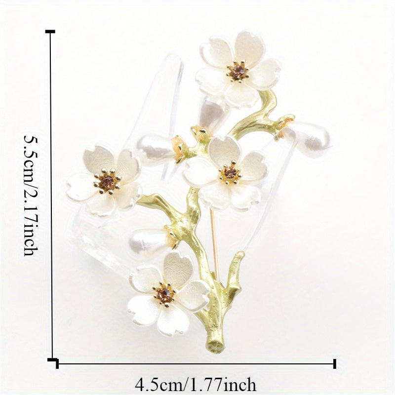 Enamel Floral Branch Brooch Alloy Pin Elegant Gift for Women