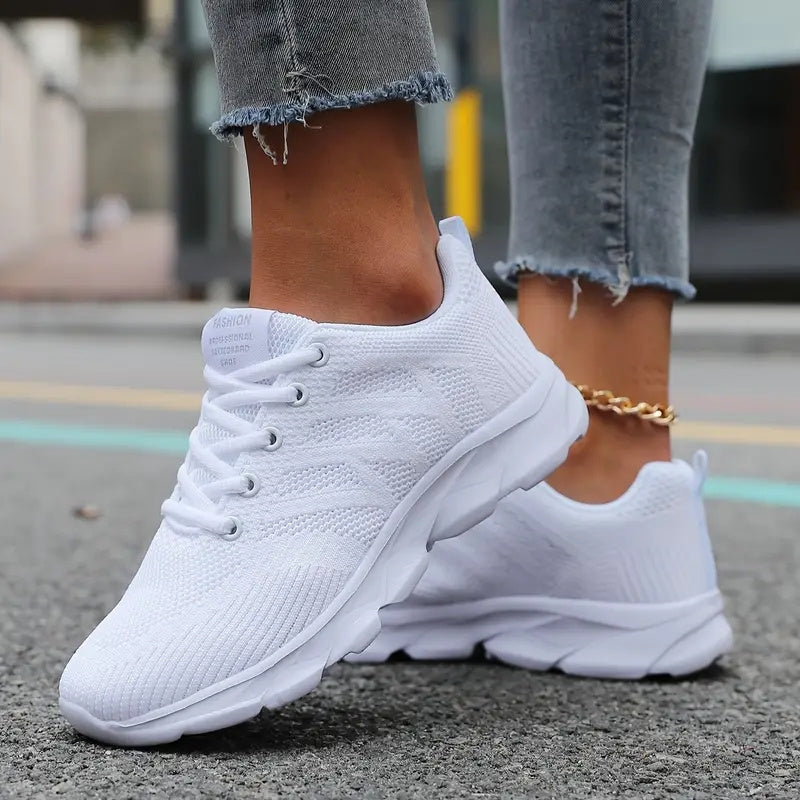 Women's White Slip-On Sneakers Light-Colored Casual Shoes